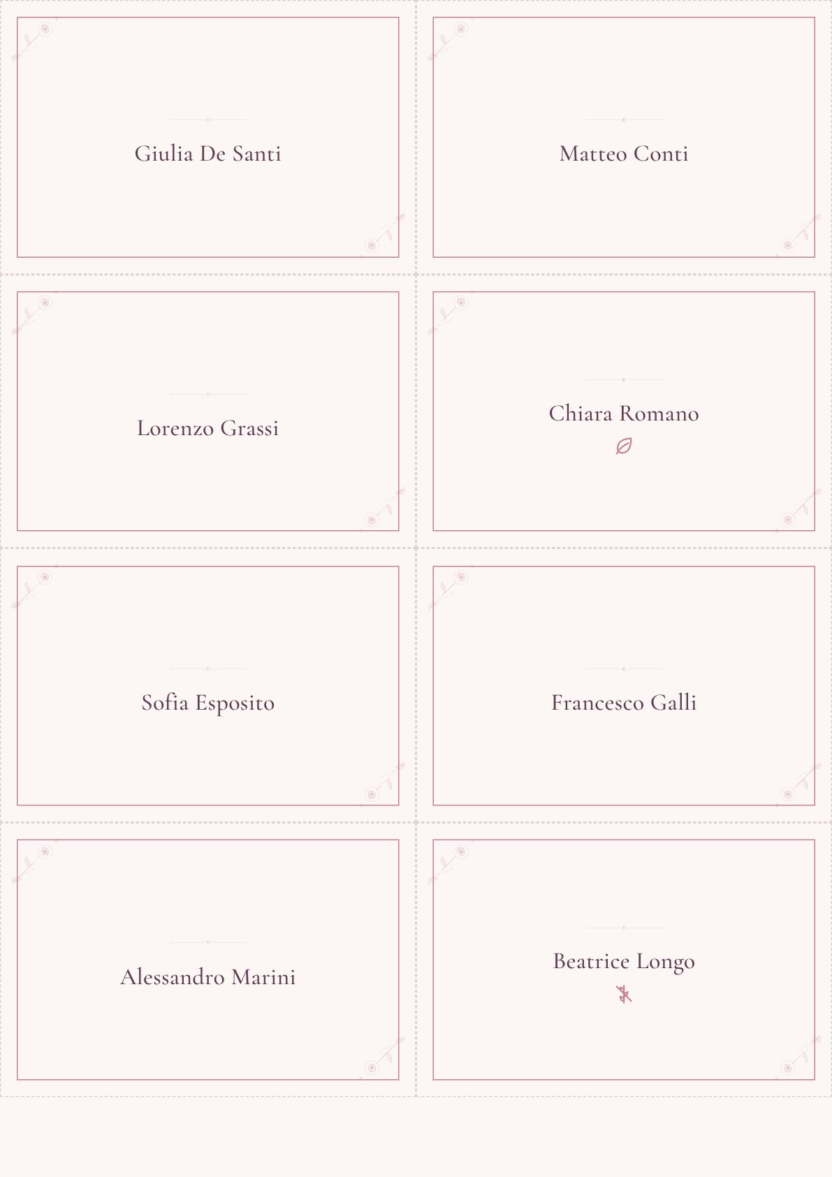 Stampabile coordinato — Segnaposti